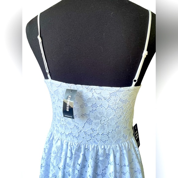 NWT Express White Lace V-Neck Midi Dress, Adjustable Straps, Size Small, Bride - Picture 7 of 10